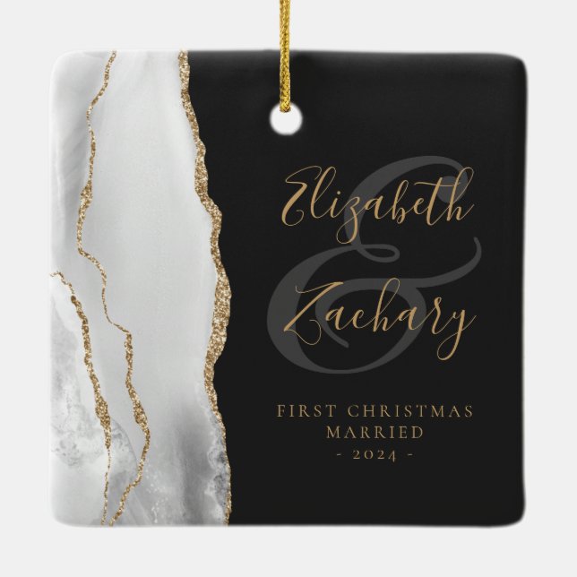 Ornamento De Cerâmica Roteiro Dourado da Agregação das Cinzas Casadas de (Verso)