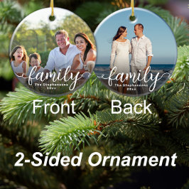 Ornamento De Cerâmica Roteiro Elegante Família Sobreposição de Script Du