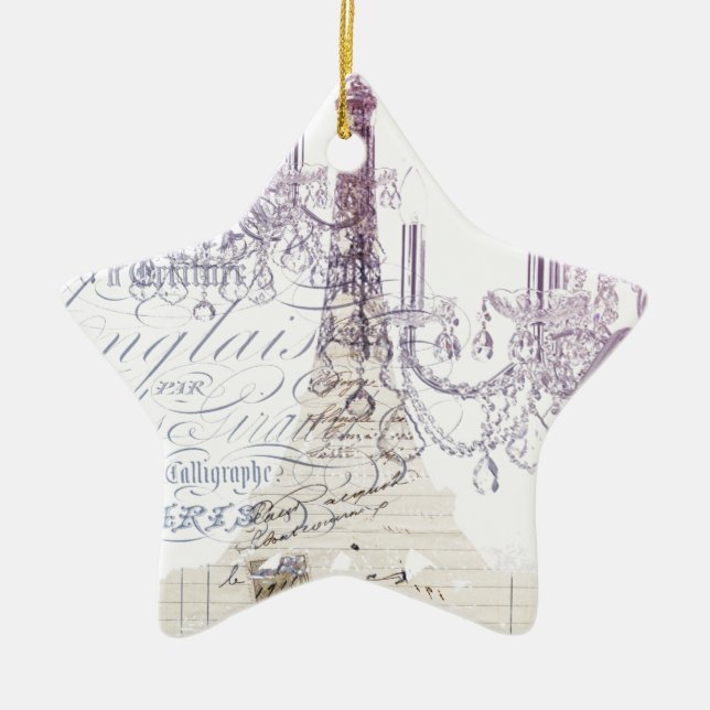 Ornamento De Cerâmica roteiros franceses chandelier paris eiffel torre (Frente)