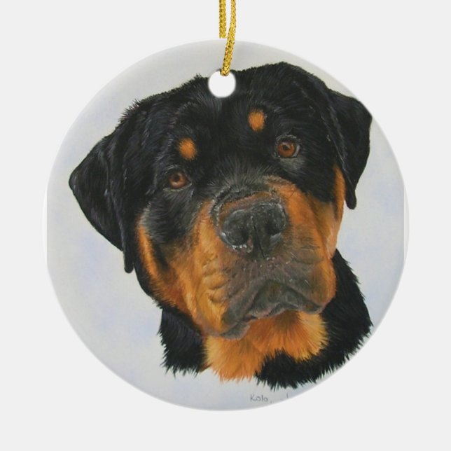 Ornamento De Cerâmica Rottweiler (Frente)