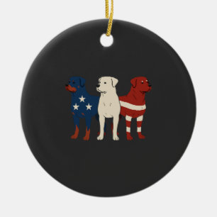 Ornamento De Cerâmica Rottweiler 4 de Julho Amante de Cães Homens Bandei
