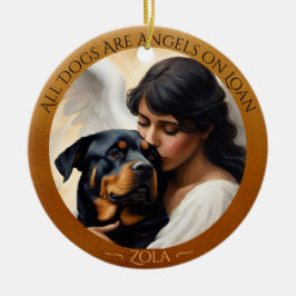 Ornamento De Cerâmica Rottweiler Angel Personalizado Cerâmica Memorial