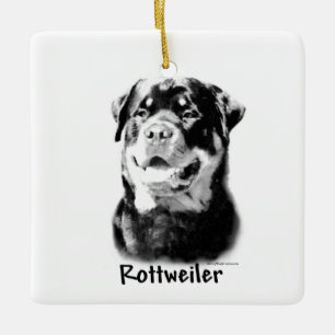 Ornamento De Cerâmica Rottweiler - Chaveiro de carvão vegetal