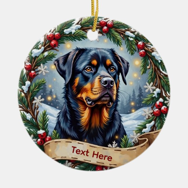 Ornamento De Cerâmica Rottweiler Christmas Ornament (Frente)