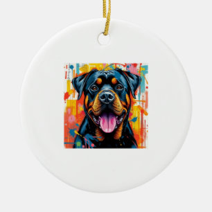 Ornamento De Cerâmica Rottweiler Colorido Arte Pop � Estilo de Borrifo V