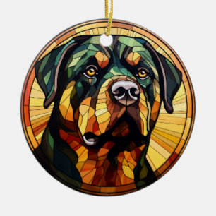 Ornamento De Cerâmica Rottweiler De Cães De Vidro Doce
