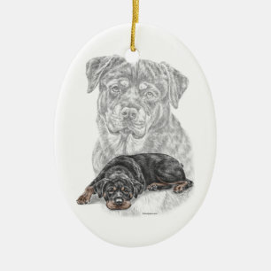 Ornamento De Cerâmica Rottweiler Dog Art