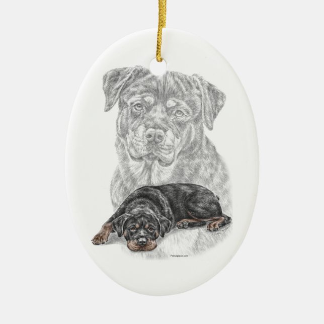 Ornamento De Cerâmica Rottweiler Dog Art (Frente)
