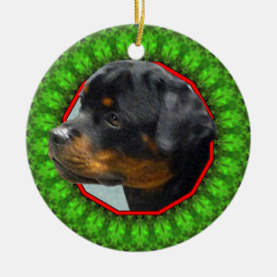 Ornamento De Cerâmica Rottweiler Howliday feliz