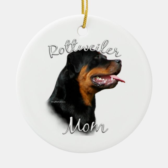 Ornamento De Cerâmica Rottweiler Mãe 2 (Frente)