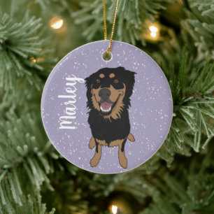 Ornamento De Cerâmica Rottweiler Misturar Natal 
