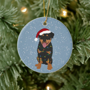 Ornamento De Cerâmica Rottweiler Natal