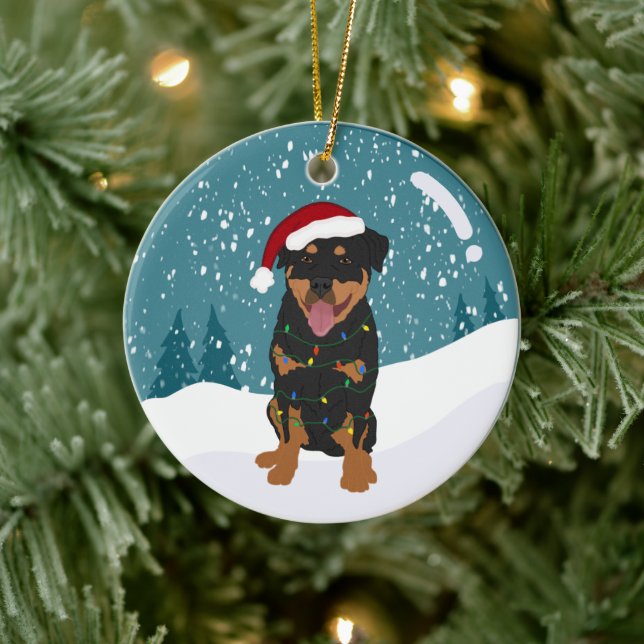 Ornamento De Cerâmica Rottweiler Natal (Árvore)
