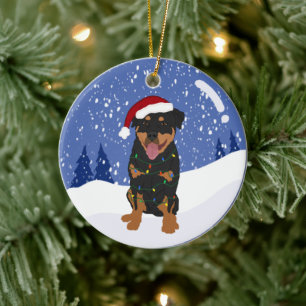 Ornamento De Cerâmica Rottweiler Natal