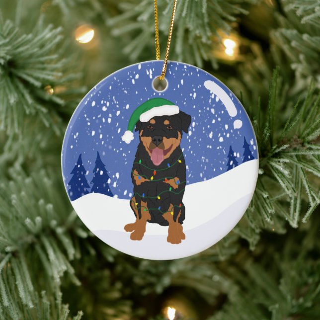 Ornamento De Cerâmica Rottweiler Natal (Árvore)