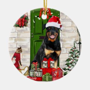 Ornamento De Cerâmica Rottweiler - Natal do Cão