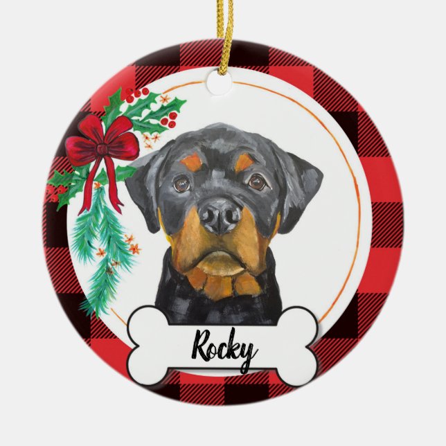 Ornamento De Cerâmica Rottweiler Ornament (Frente)