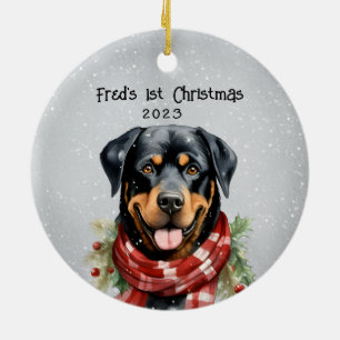 Ornamento De Cerâmica Rottweiler Personalizado