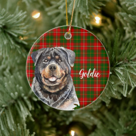 Ornamento De Cerâmica Rottweiler Personalizado em Aquarela