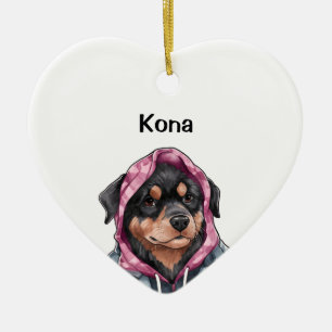 Ornamento De Cerâmica Rottweiler Personalizado, Imagem de Pet de Aquarel