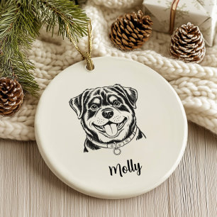 Ornamento De Cerâmica Rottweiler Personalizado Natal Cachorro