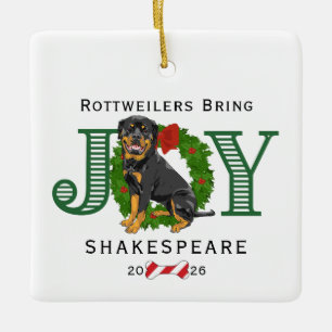 Ornamento De Cerâmica Rottweilers Trazem Alegria