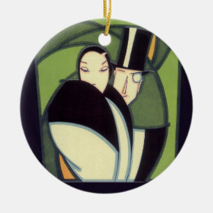 Ornamento De Cerâmica Rótulo Antigo de Legume Topper, Romance Art Déco