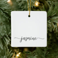 Rótulo de Nome com Monograma Branco Minimalista Si