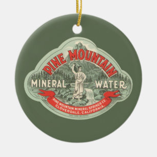Ornamento De Cerâmica Rótulo de Produto Antigo, Água Mineral Pine Mounta