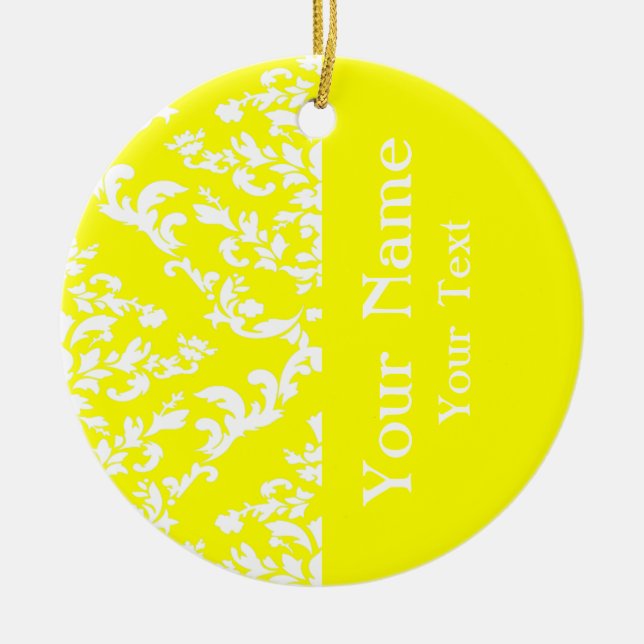 Ornamento De Cerâmica Rouge Bold Damask com nome em Emporiomoffa (Frente)