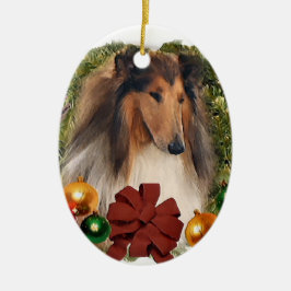 Ornamento De Cerâmica Rough Collie Natal Ornaments
