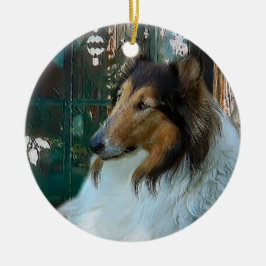 Ornamento De Cerâmica Rough Collie Natal Ornaments