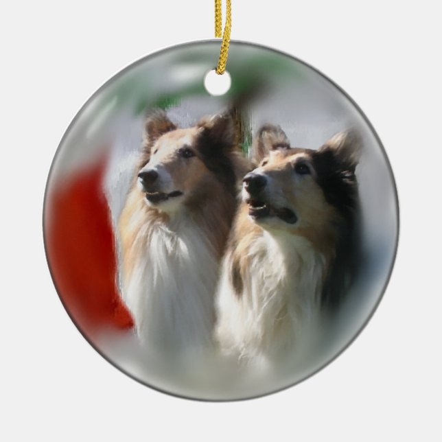 Ornamento De Cerâmica Rough Collie Natal Ornaments (Frente)