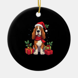 Ornamento De Cerâmica Roupas de Natal engraçadas para cães Basset Hound