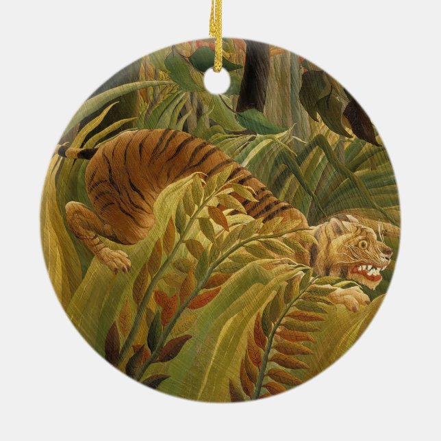 Ornamento De Cerâmica Rousseau Arte Tropical de Tigres (Traseira)