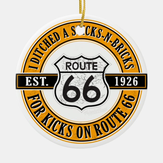 Ornamento De Cerâmica Route 66 Christmas Ornament for RVers and Nomads (Frente)