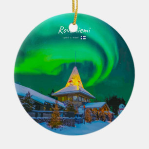 Ornamento De Cerâmica Rovaniemi, Finlândia - Magia Aurora 