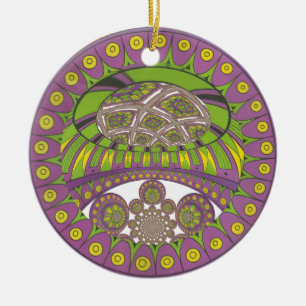 Ornamento De Cerâmica Roxo Africano e Caleidoscópio Amarelo Tradicional