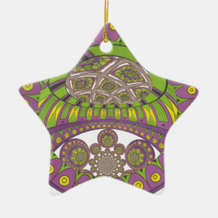 Ornamento De Cerâmica Roxo Africano e Caleidoscópio Amarelo Tradicional