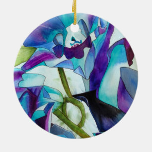 Ornamento De Cerâmica Roxo Cingapura Orquídea, pintura aquosa