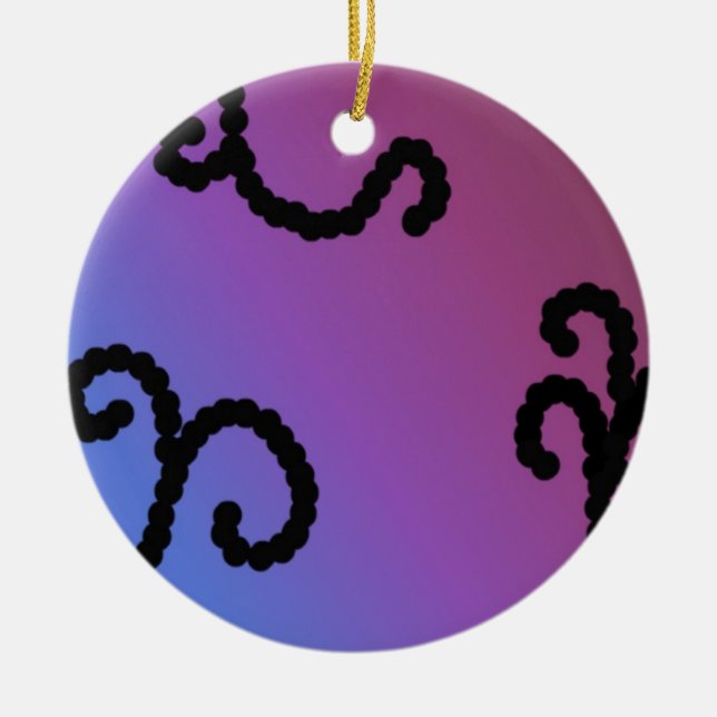 Ornamento De Cerâmica Roxo Clássico e Redemoinho de Contas Preto (Frente)