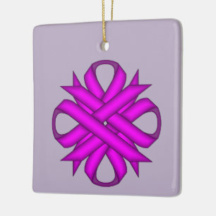 Ornamento De Cerâmica Roxo Clover Ribbon por Kenneth Yoncich