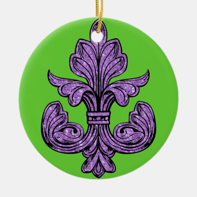 Ornamento De Cerâmica Roxo da flor de lis (Frente)