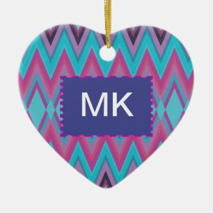 Ornamento De Cerâmica Roxo e Aqua Tribal