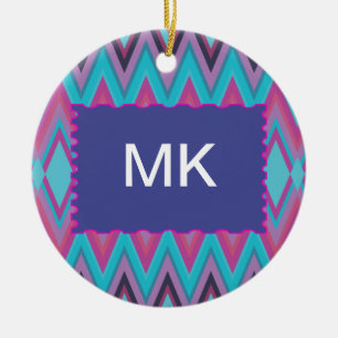 Ornamento De Cerâmica Roxo e Aqua Tribal