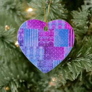 Ornamento De Cerâmica Roxo e Azul