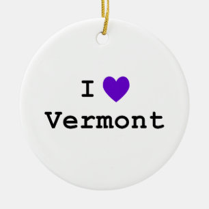Ornamento De Cerâmica Roxo eu amo Vermont