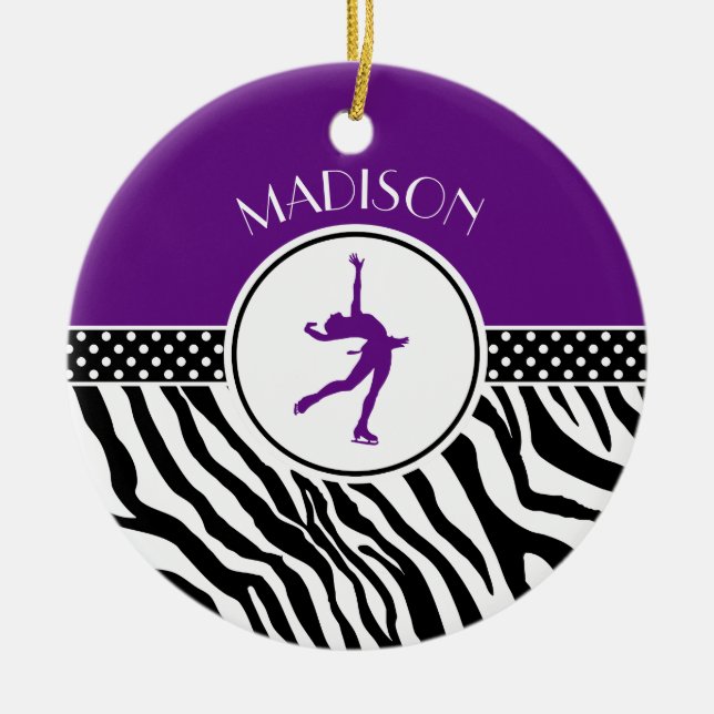 Ornamento De Cerâmica Roxo seu patinagem artística conhecido do (Frente)