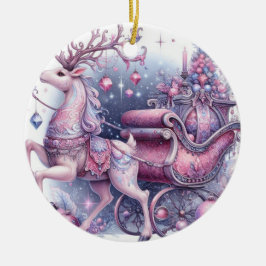 Ornamento De Cerâmica Roxo Whimsic, Reindeer de Natal