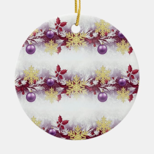 Ornamento De Cerâmica Royal Holiday Garland — Festive Ornament Design (Frente)